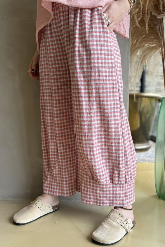 Annie Gingham Quirky 7/8 Pant Soft Coral